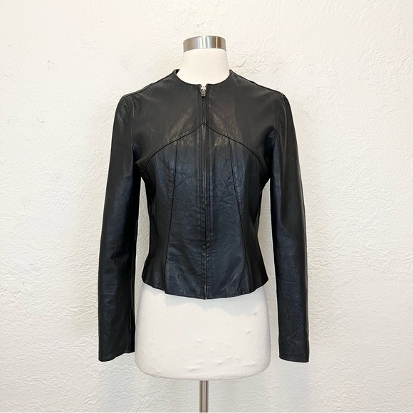 Vintage Gap Small Moto Jacket 100% Genuine Leather Black S Y2K - Picture 14 of 14